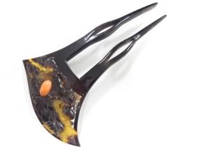 アンティーク　本鼈甲　本珊瑚　透かし　簪